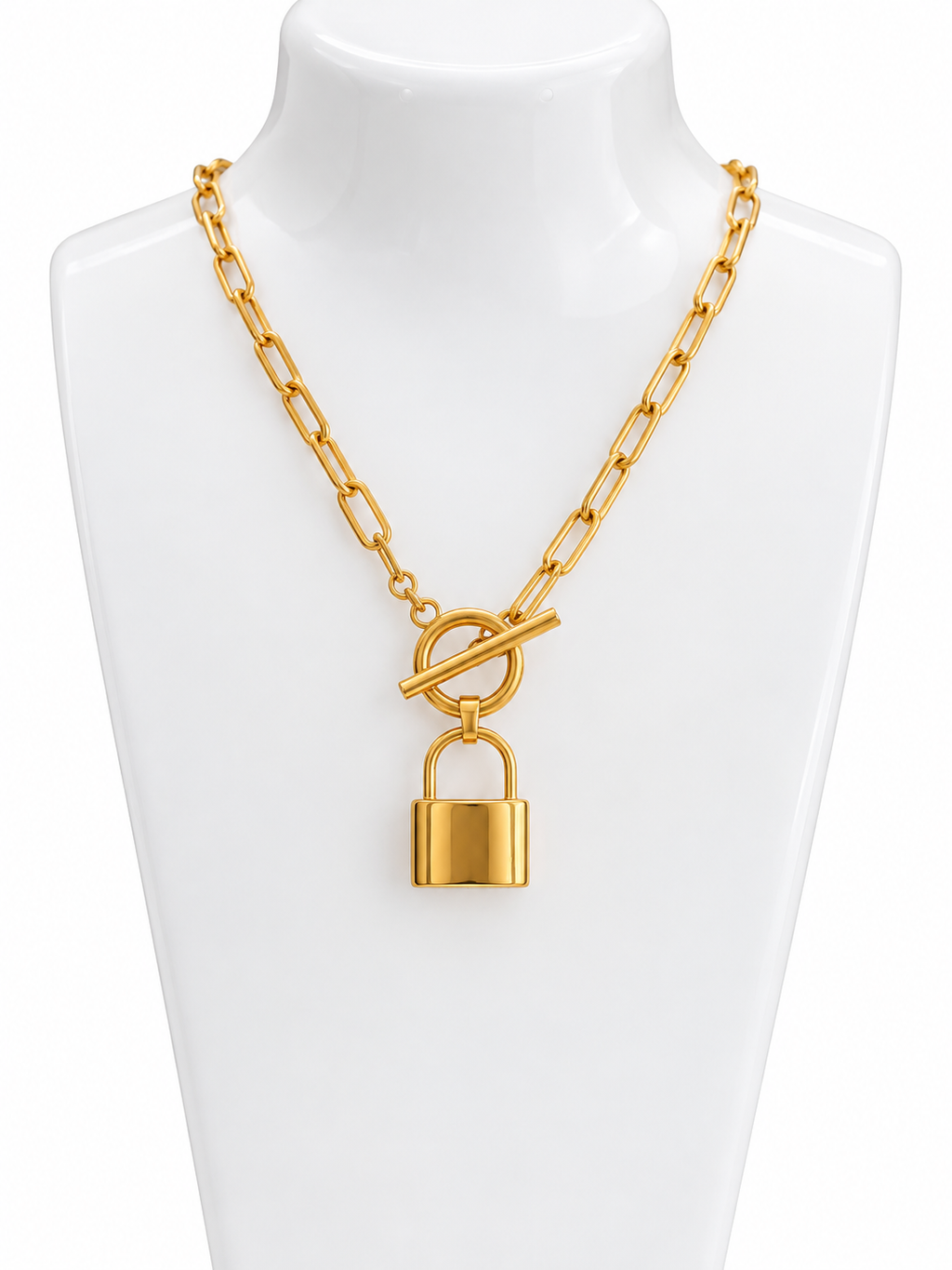 Gold Lock Stainless Steel Necklace